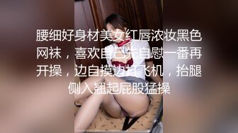 腰细好身材美女红唇浓妆黑色网袜，喜欢自己先自慰一番再开操，边自摸边打飞机，抬腿侧入翘起屁股猛操