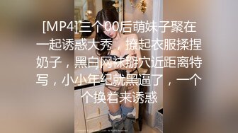 [MP4]三个00后萌妹子聚在一起诱惑大秀，撩起衣服揉捏奶子，黑白网袜掰穴近距离特写，小小年纪就黑逼了，一个个换着来诱惑