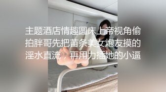 主题酒店情趣圆床上帝视角偷拍胖哥先把苗条美女炮友摸的淫水直流，再用力插她的小逼