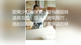 甜美少女姐妹花，双马尾姐妹道具互插，双头龙骑乘插穴，翘起屁股后入，学着操逼的样子